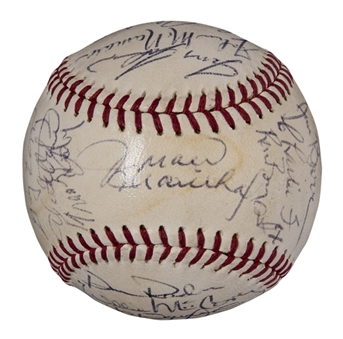 1971 San Francisco Giants Team Signed ONL Feeney Baseball With 28 Signatures Including McCovey & Fox (Beckett)